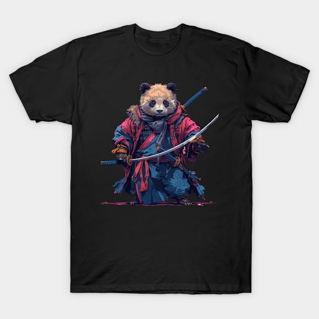 Japanese Panda Samurai - Panda Bear Japanese T-Shirt by Anassein.os